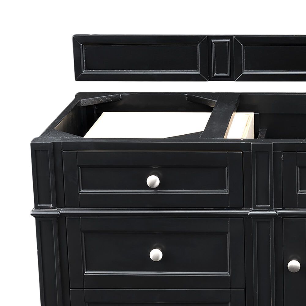 James Martin Vanities Brittany 60" Single Bathroom Vanity in Black Onyx with 3 cm Charcoal Soapstone Quartz Top and Rectangle Sink, , large