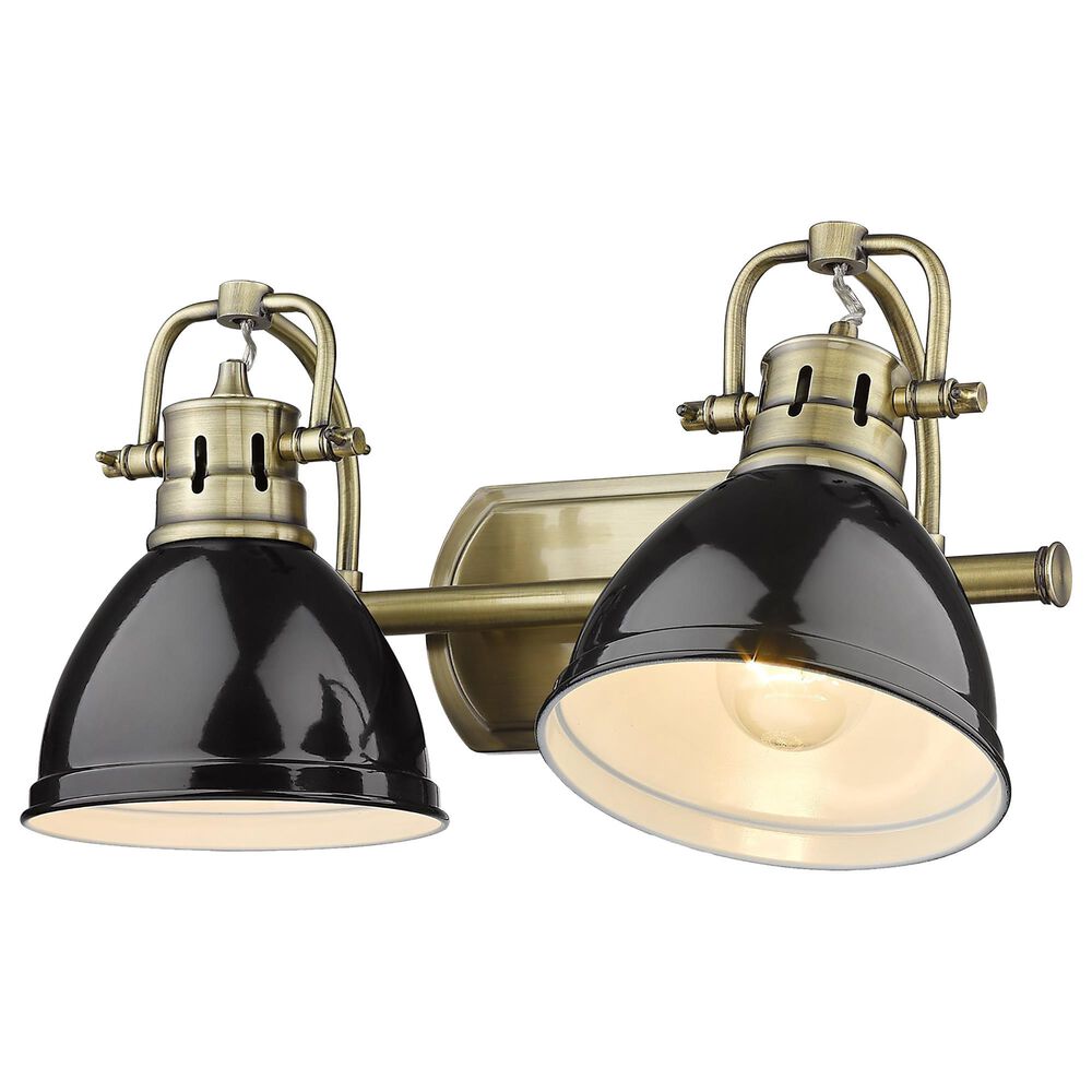 Golden Lighting Duncan 2-Light Bath Vanity in Aged Brass and Glossy Black, , large