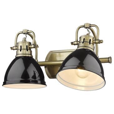 Golden Lighting Duncan 2-Light Bath Vanity in Aged Brass and Glossy Black, , large