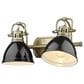 Golden Lighting Duncan 2-Light Bath Vanity in Aged Brass and Glossy Black, , large