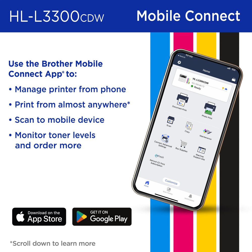 Brother HL-L3300CDW Wireless Digital Color Multi-Function Printer, , large