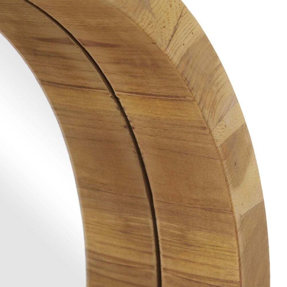 Maple and Jade 24&quot; Round Wood Wall Mirror in Natural Brown, , large