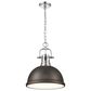 Golden Lighting Duncan 1-Light Pendant with Chain and Rubbed Bronze Shade in Chrome, , large