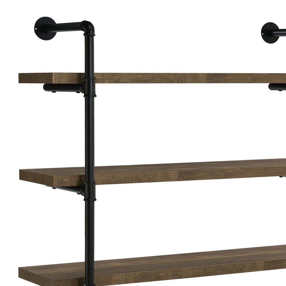 Pacific Landing Elmcrest 4-Shelf Wall Bookshelf in Rustic Oak and Black, , large