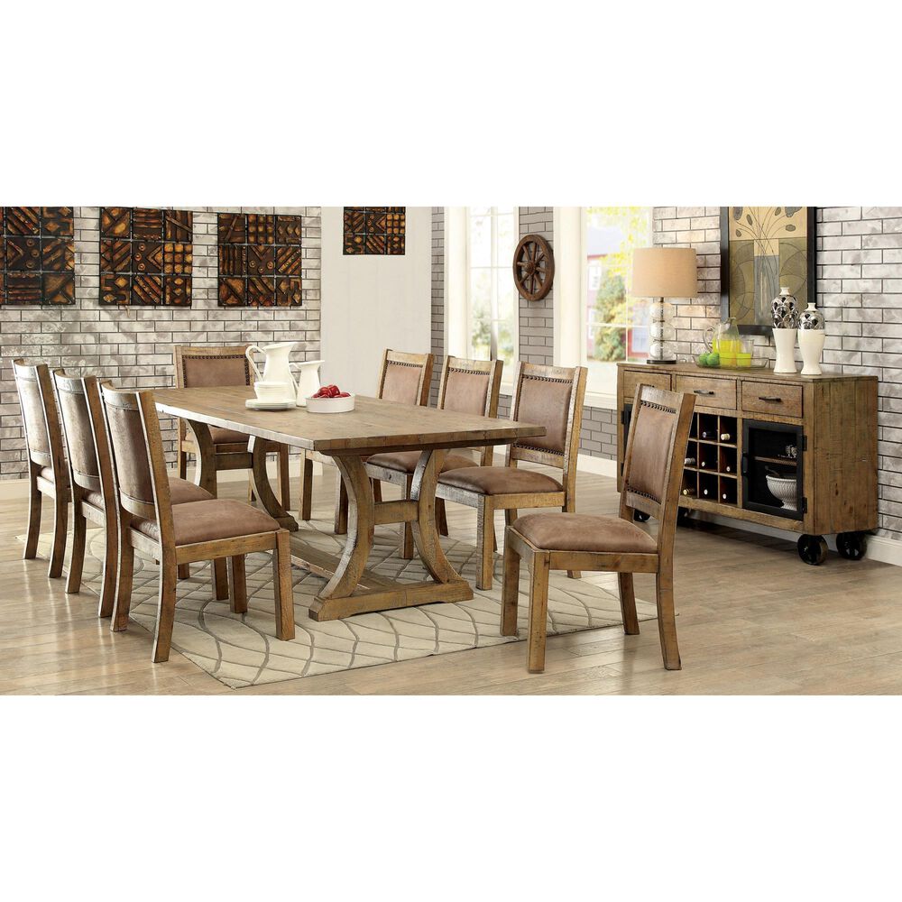 Furniture of America Mcinnis Dining Table in Rustic Pine, , large