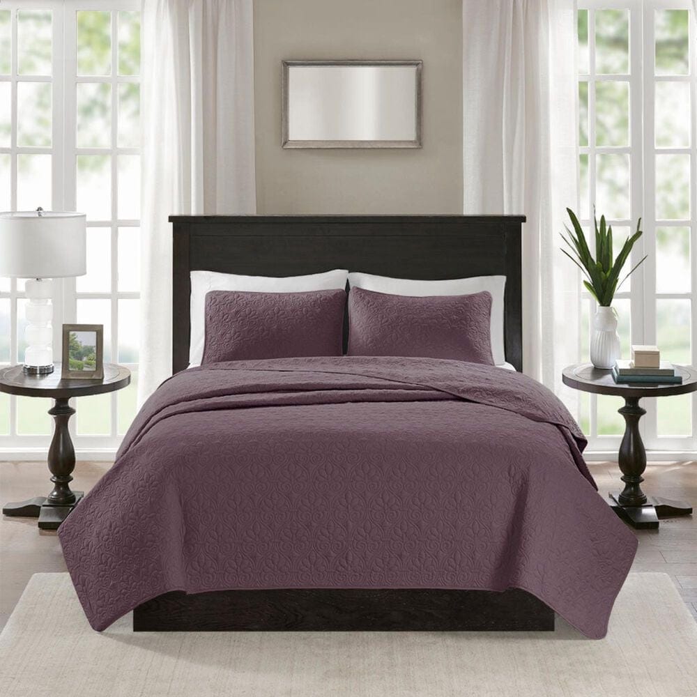 Hampton Park Quebec 3-Piece Full/Queen Quilt Set in Purple, , large