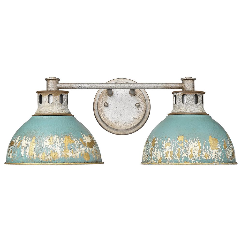 Golden Lighting Kinsley 2-Light Bath Vanity with Antique Black Shade in Aged Galvanized Steel, , large