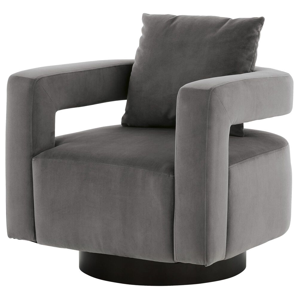 Signature Design by Ashley Alcoma Swivel Accent Chair in Otter Velvet, , large