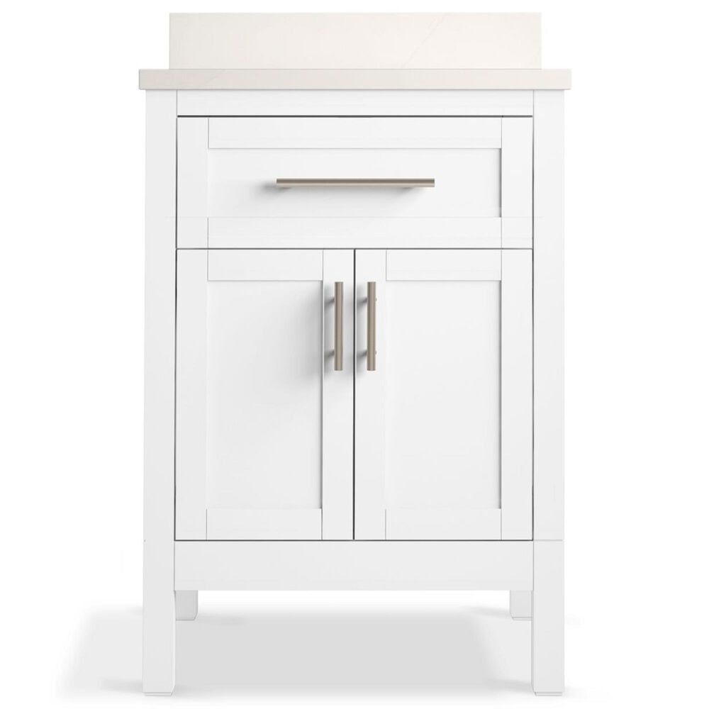 Kohler Hadron 24" Single Bathroom Vanity in White with 3 cm Bianco Bella Quartz Top and Oval Sink, , large