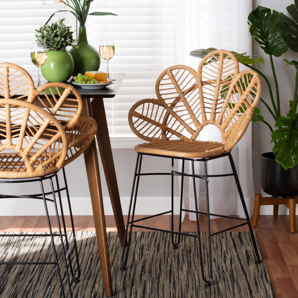 Baxton Studio Garan Counter Stool in Black, , large