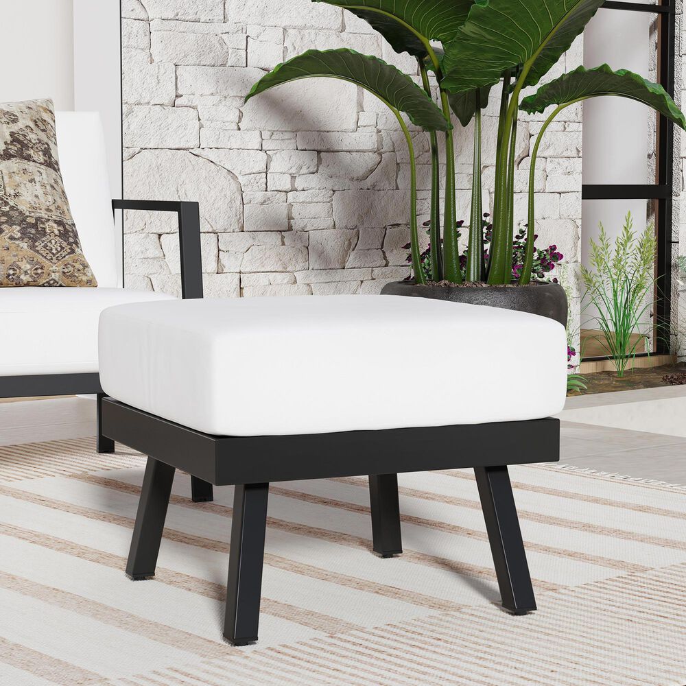 Linon Home Decor Holland Patio Ottoman with Black Frame in Natural, , large
