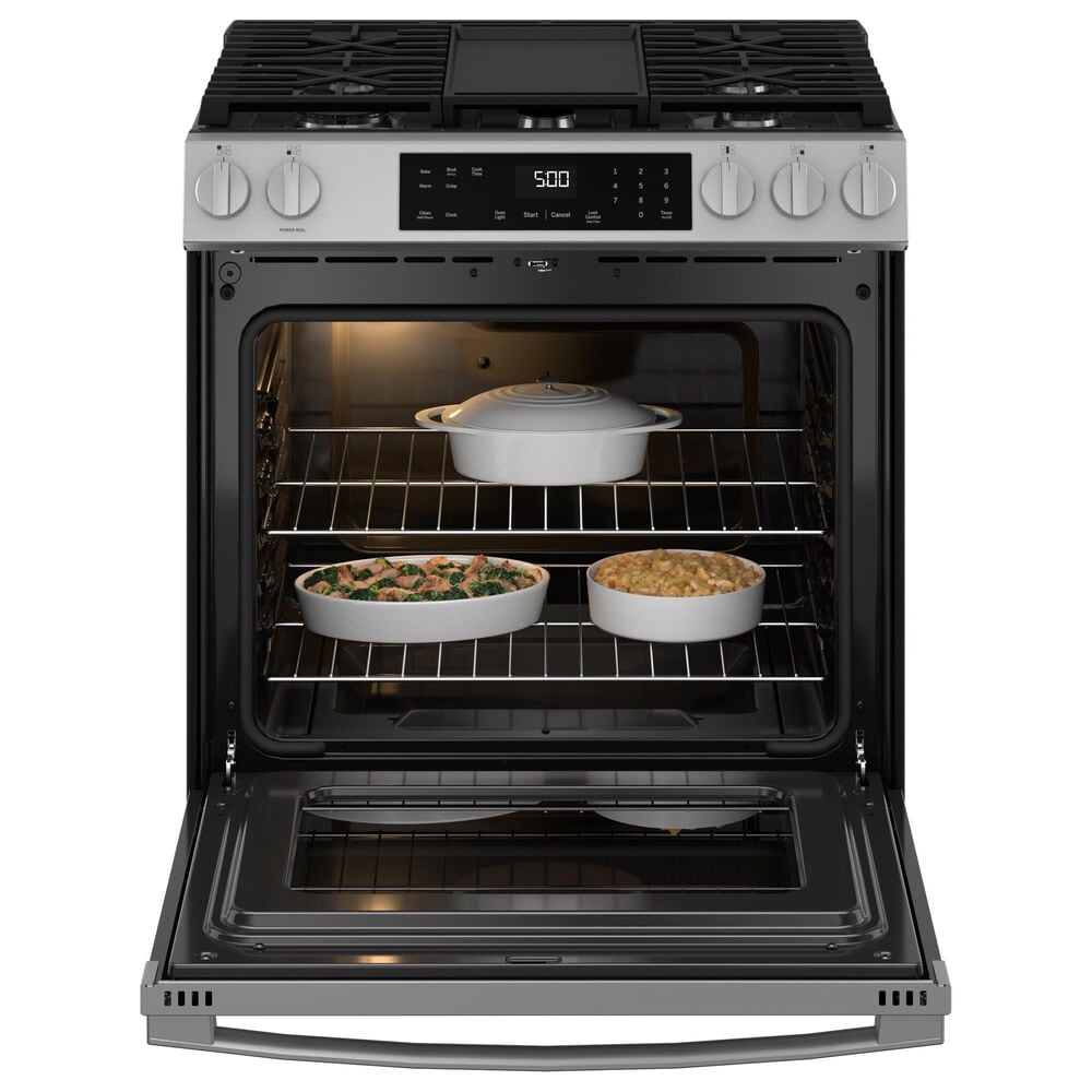 GE Appliances 30&quot; Slide-In Front-Control Gas Range with Self-Cleaning in Stainless Steel and Black, , large