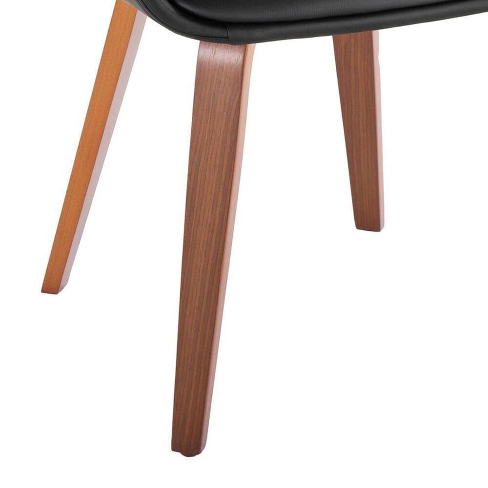 LumiSource Curvo High Back Upholstered Contemporary Chair with Black Faux Leather in Walnut Wood (Set of 2), , large