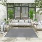 Nourison Courtyard Ivory and Blue 6" Square Indoor/Outdoor Area Rug, , large