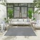Nourison Courtyard Ivory and Blue 6" Square Indoor/Outdoor Area Rug, , large