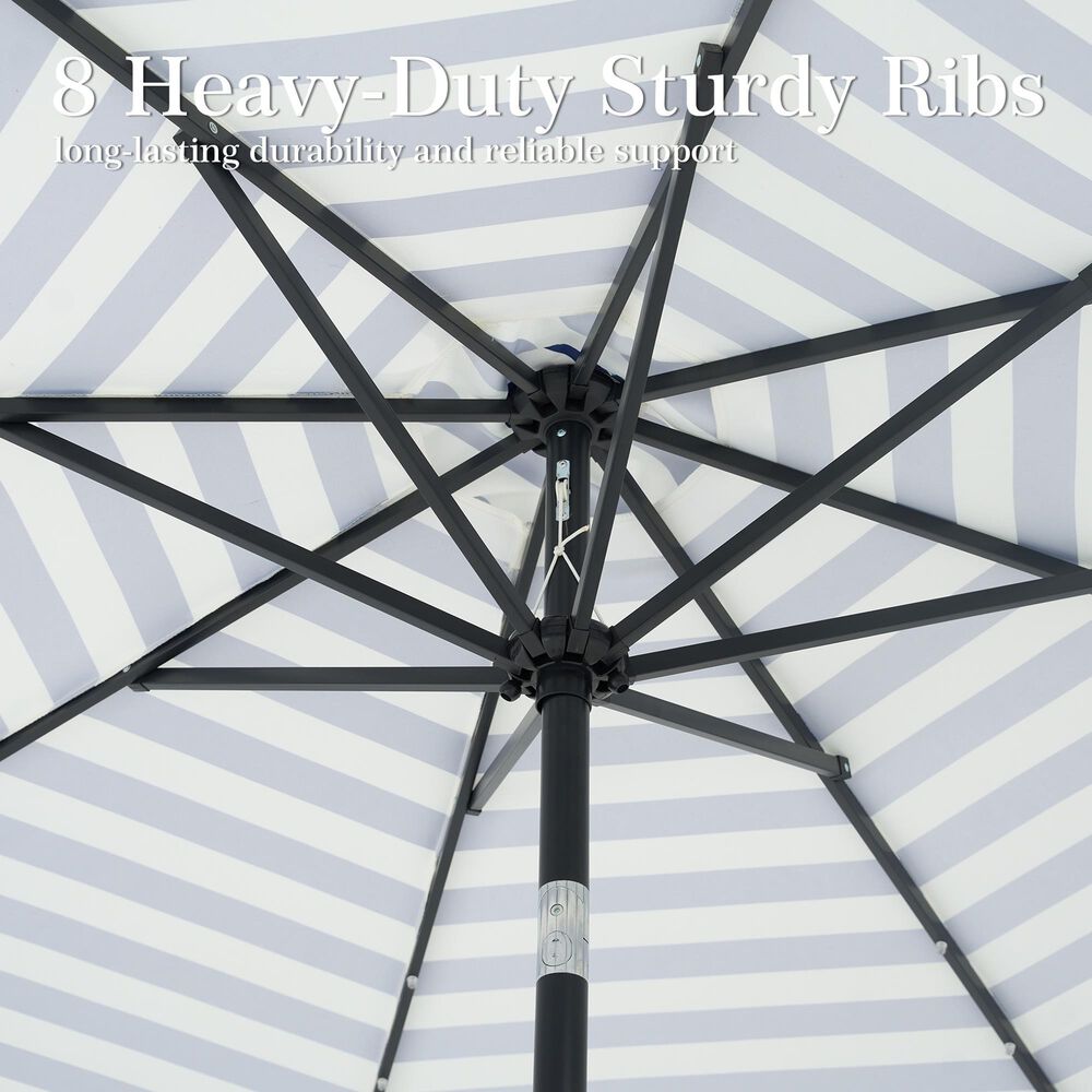 HOMLUX 10' Patio Umbrella with Adjustable Tilt and Scalloped Edge in Dark Blue, , large