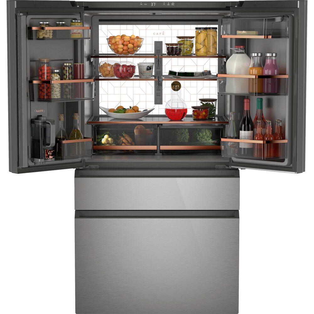 Cafe 23.2 Cu. Ft. Smart Counter-Depth 4-Door French-Door Refrigerator in Platinum Glass With Dual-Dispense AutoFill Pitcher, , large