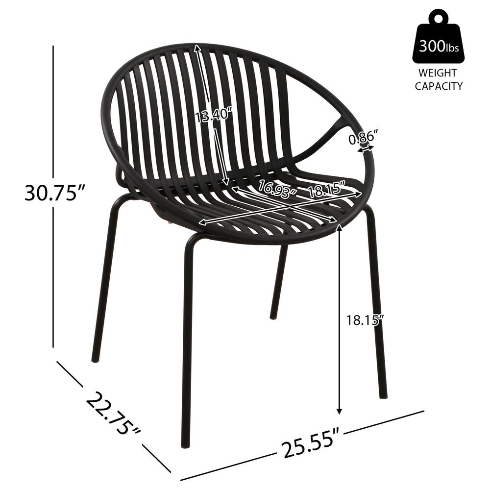 Hearth and Haven Patio Stackable Dining Chair with Breathable Design in Black &#40;Set of 2&#41;, , large