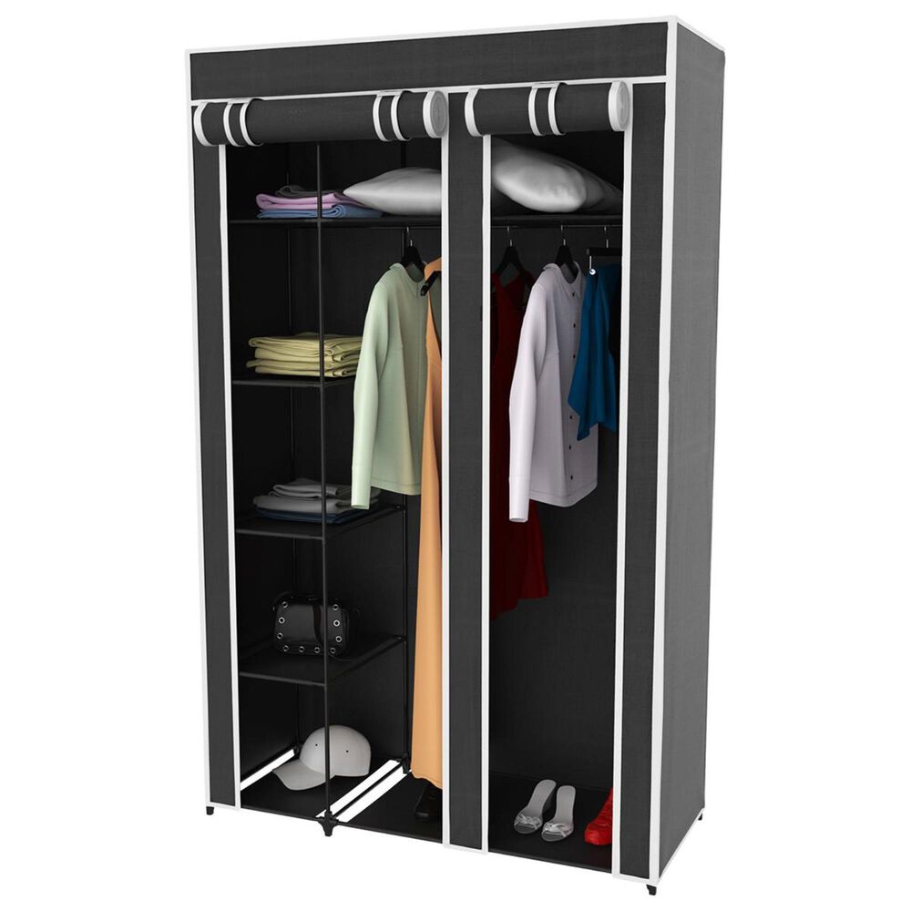 Timberlake Lavish Home Wardrobe Closet Organizer in Black, , large