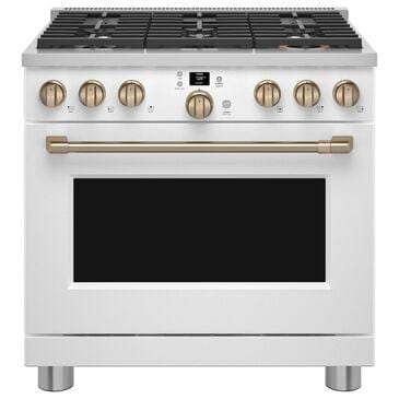 Cafe 6.2 Cu. Ft. Freestanding Natural Gas Range in Matte White and Brushed Bronze, , large