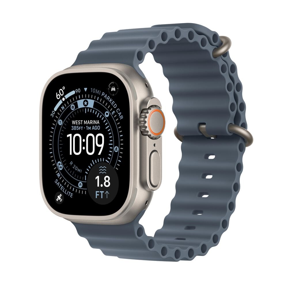 Apple Watch Ultra 3 (GPS+Cellular) 49mm Natural Titanium Case with Anchor Blue Ocean Band - Natural - (2025)(Pre-Order), , large