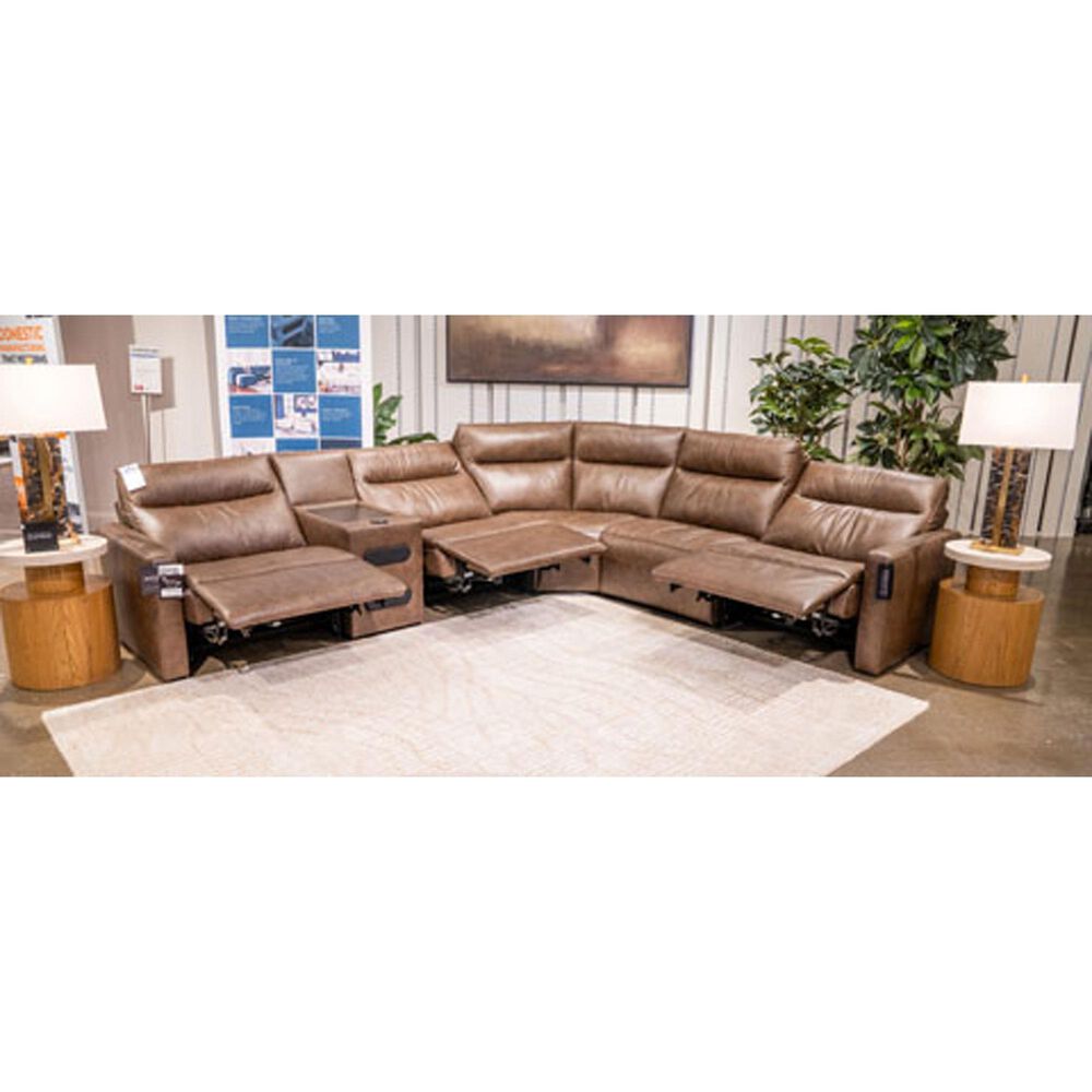 Ashley ModZ 6-Piece Power Symmetrical Sectional in Chocolate, , large