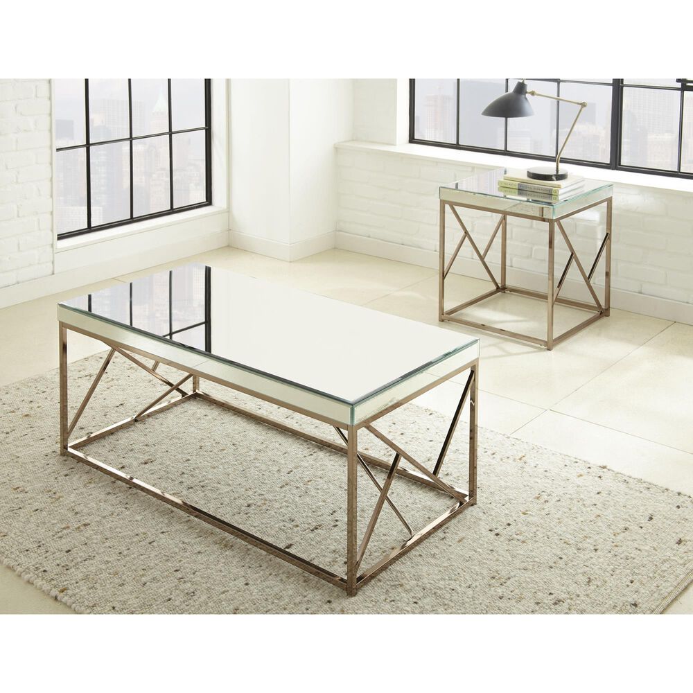 Steve Silver Evelyn End Table in Black with Copper Chrome Finish, , large