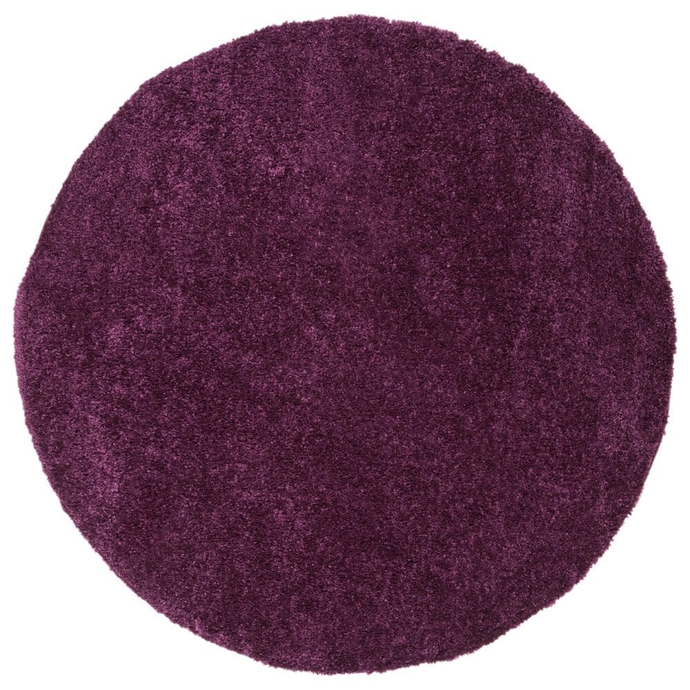 Safavieh August Shag 3" Round Purple Area Rug, , large