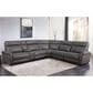 Oxford Furniture 6-Piece Leather Power Reclining Sectional in Gray, , large