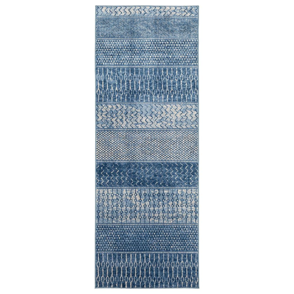 Surya Monaco MOC-2305 2"6" x 8" Bright Blue, Navy and Cream Runner, , large