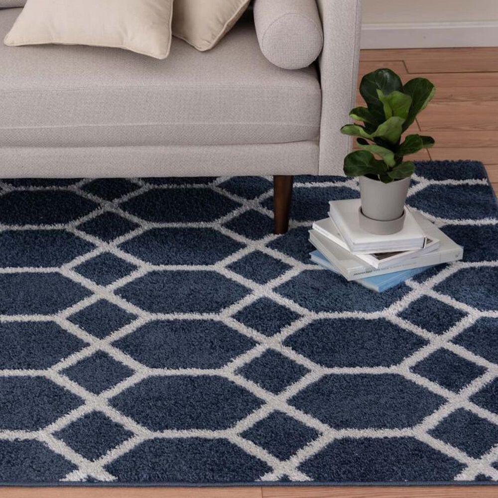 Central Oriental Salinas Zion Sail Blue and Buff 5' x 7' Area Rug, , large