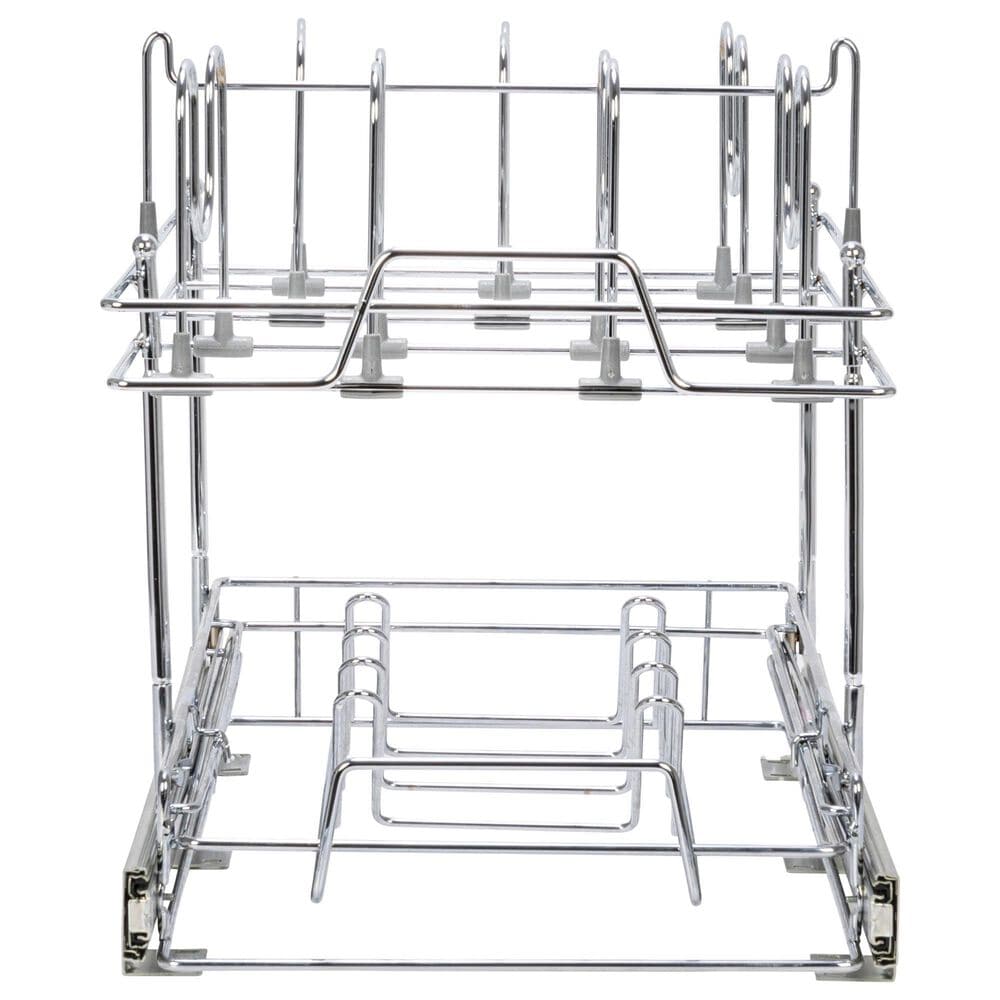 Household Essentials Glidez 2-Tier Multipurpose Pull Out/Slide Out Basket Storage Organizer in Chrome, , large