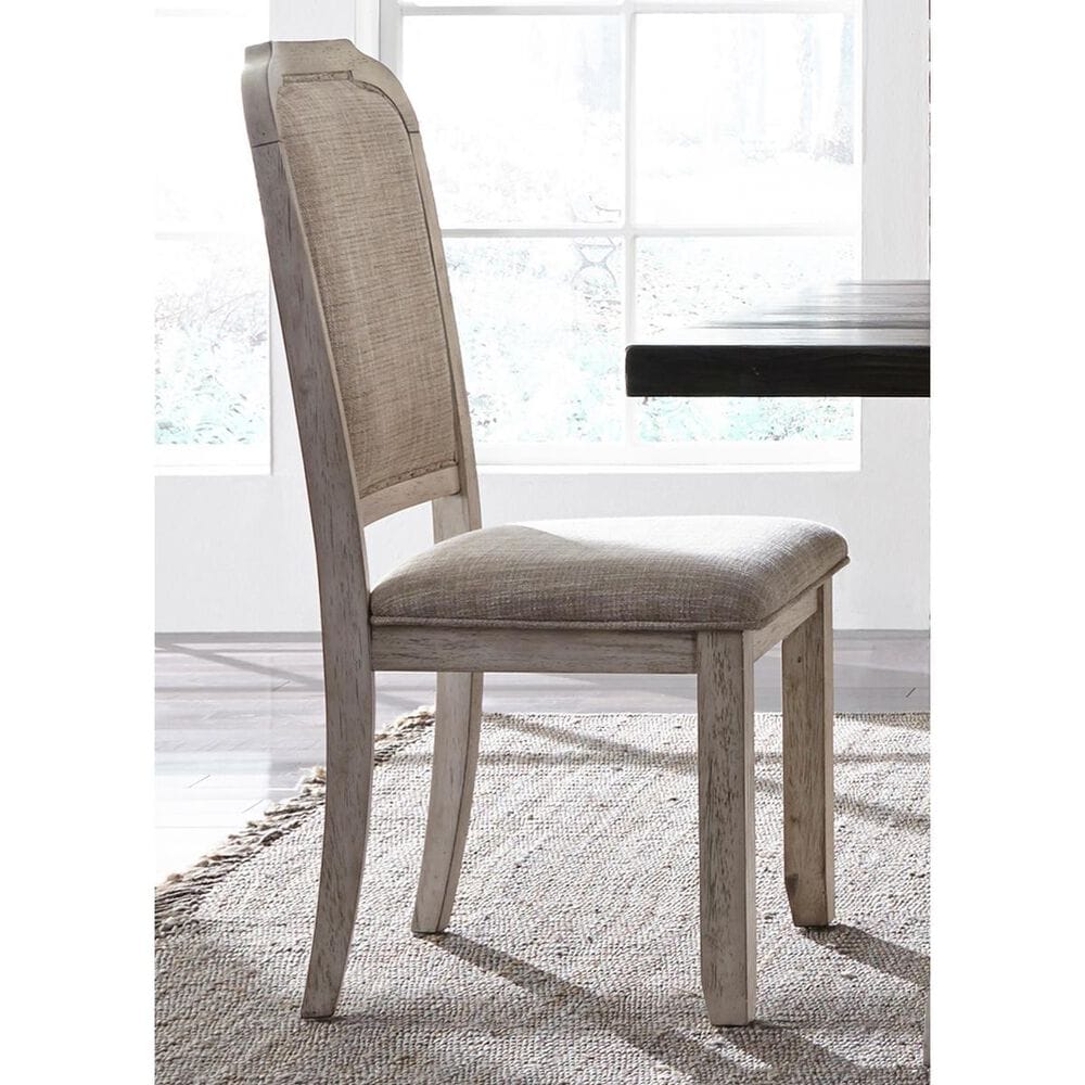 Belle Furnishings Willowrun Upholstery Side Chair in Rustic White, , large