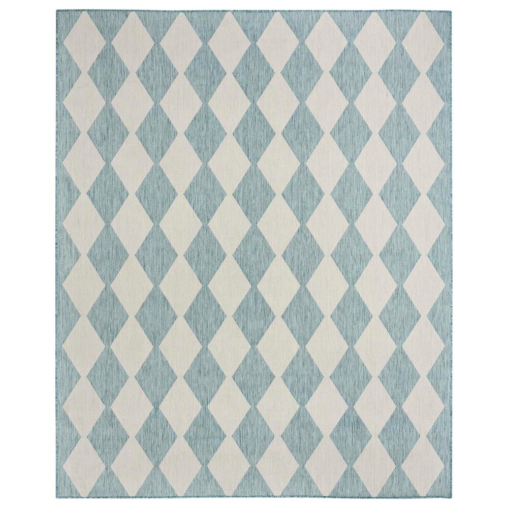 Nourison Positano Geometric Aqua 7&#39; x 10&#39; Indoor/Outdoor Area Rug, , large