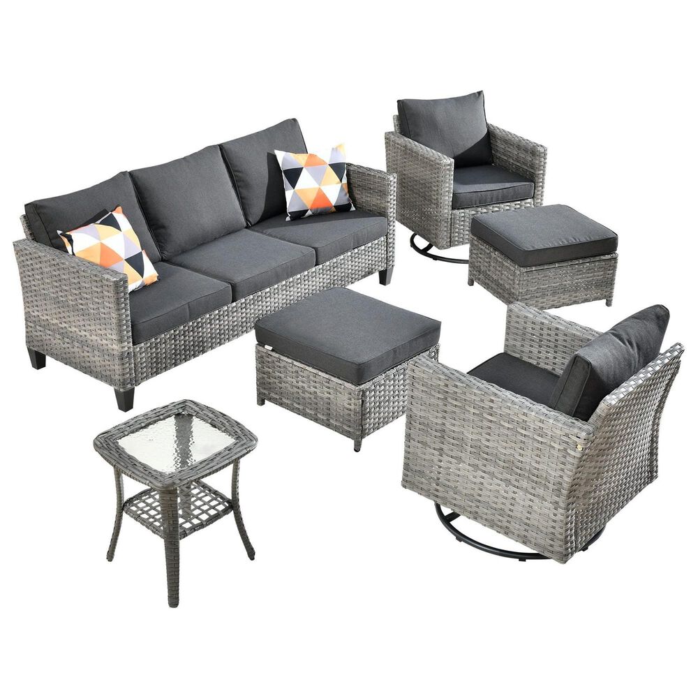 HOMLUX 6-Piece Patio Conversation Set in  Black, , large