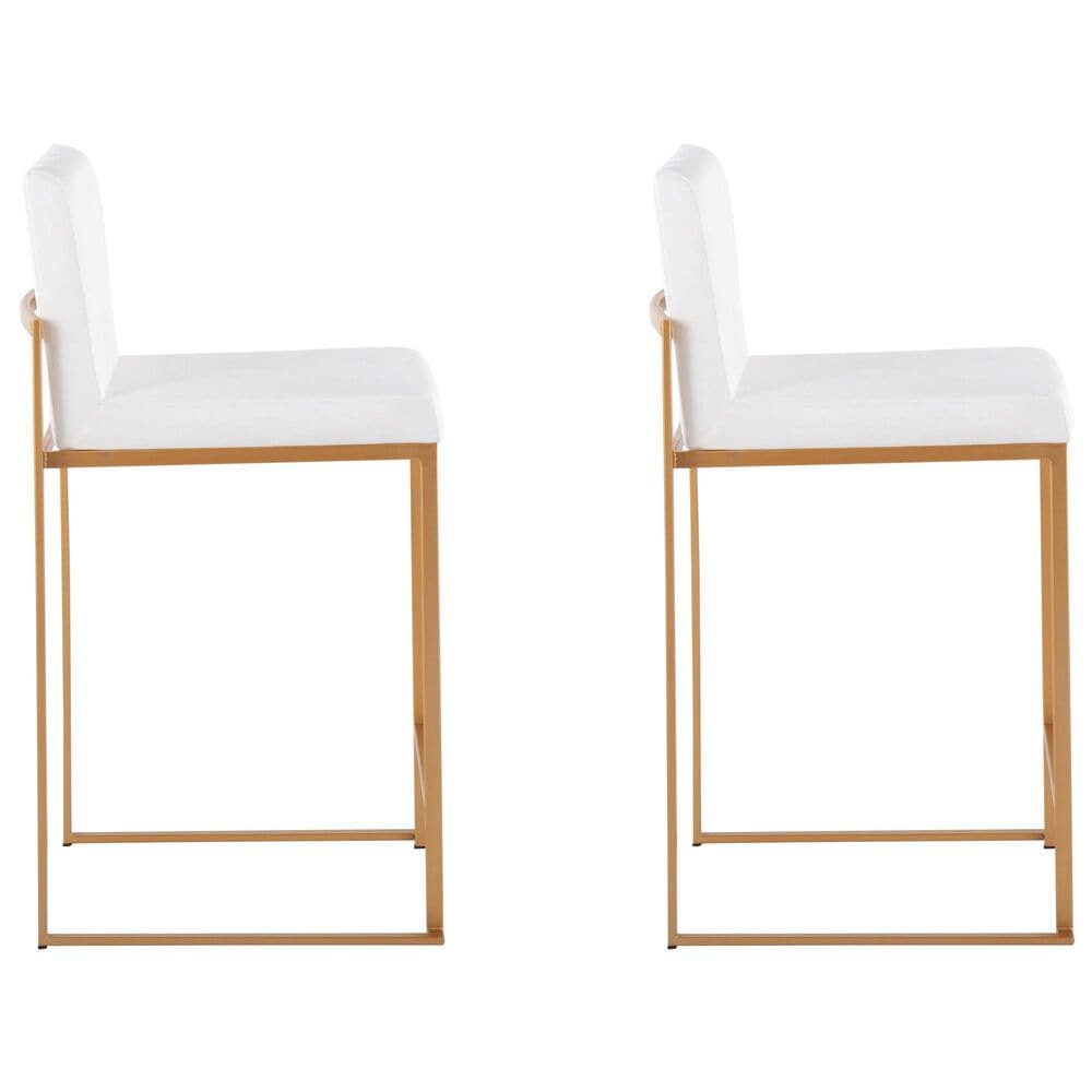 Lumisource Fuji High Back Counter Stool with White Velvet Cushion in Gold &#40;Set of 2&#41;, , large