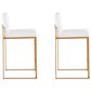 Lumisource Fuji High Back Counter Stool with White Velvet Cushion in Gold (Set of 2), , large