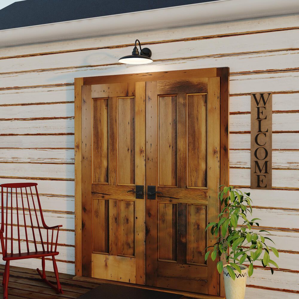 Vaxcel Tucson 13" 1-Light Outdoor Wall Sconce in Textured Black and Glossy White, , large