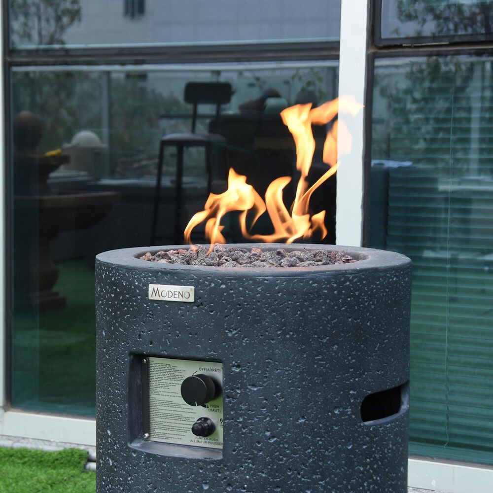Elementi Fire Lava Tube Round Liquid Propane Fire Column in Black, , large