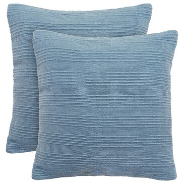 Chanasaya 20" Square Textured Stripe Throw Pillow in Blue (Set of 2), , large