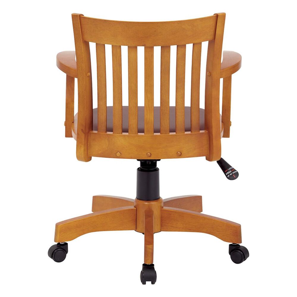 OSP Home Deluxe Wood Bankers Chair with Padded Seat in Brown NFM