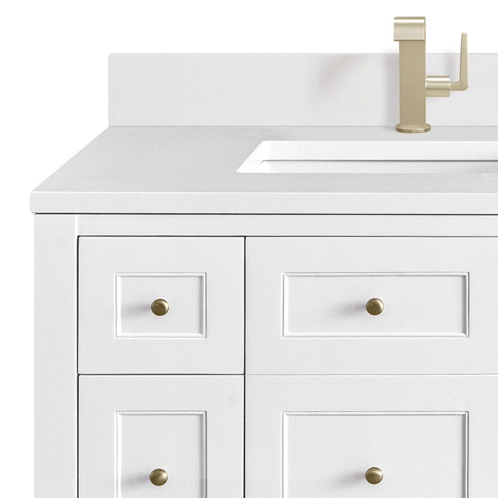 James Martin Vanities Breckenridge 72&quot; Double Bathroom Vanity in Bright White with Single Hole 3 cm White Zeus Quartz Top and Rectangular Sinks, , large