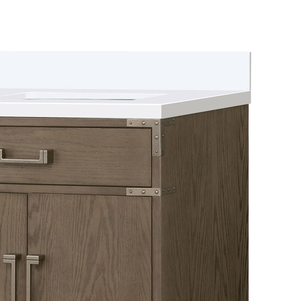 Lexora Home Laurel 72" Double Bathroom Vanity in Grey Oak with White Quartz Top and Rectangular Sinks, , large