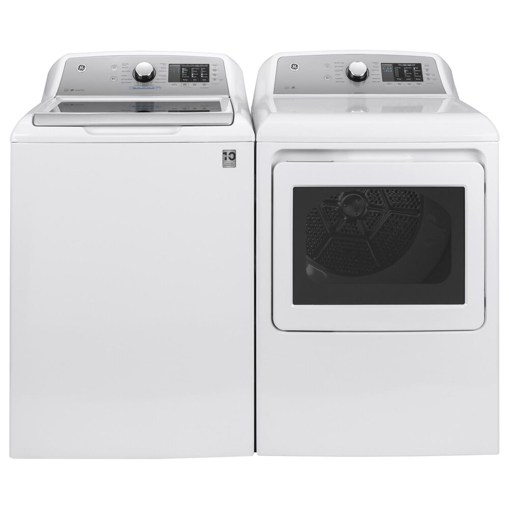 GE Appliances 4.6 Cu. Ft. Top Load Washer and 7.4 Cu. Ft. Gas Dryer Laundry Pair in White, , large