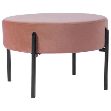 Kinfine Round Ottoman in Blush Velvet, , large