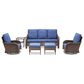 Sunwell Garden 6-Piece Patio Chat Set Two Ottomans in Navy, , large