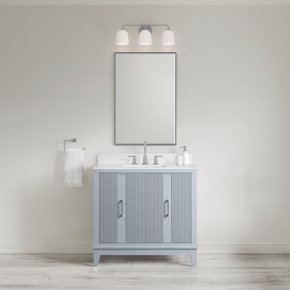 37B Fenwick 36" Single Bathroom Vanity in Soft Blue with Glossy White Composite Stone Top and Backsplash, , large