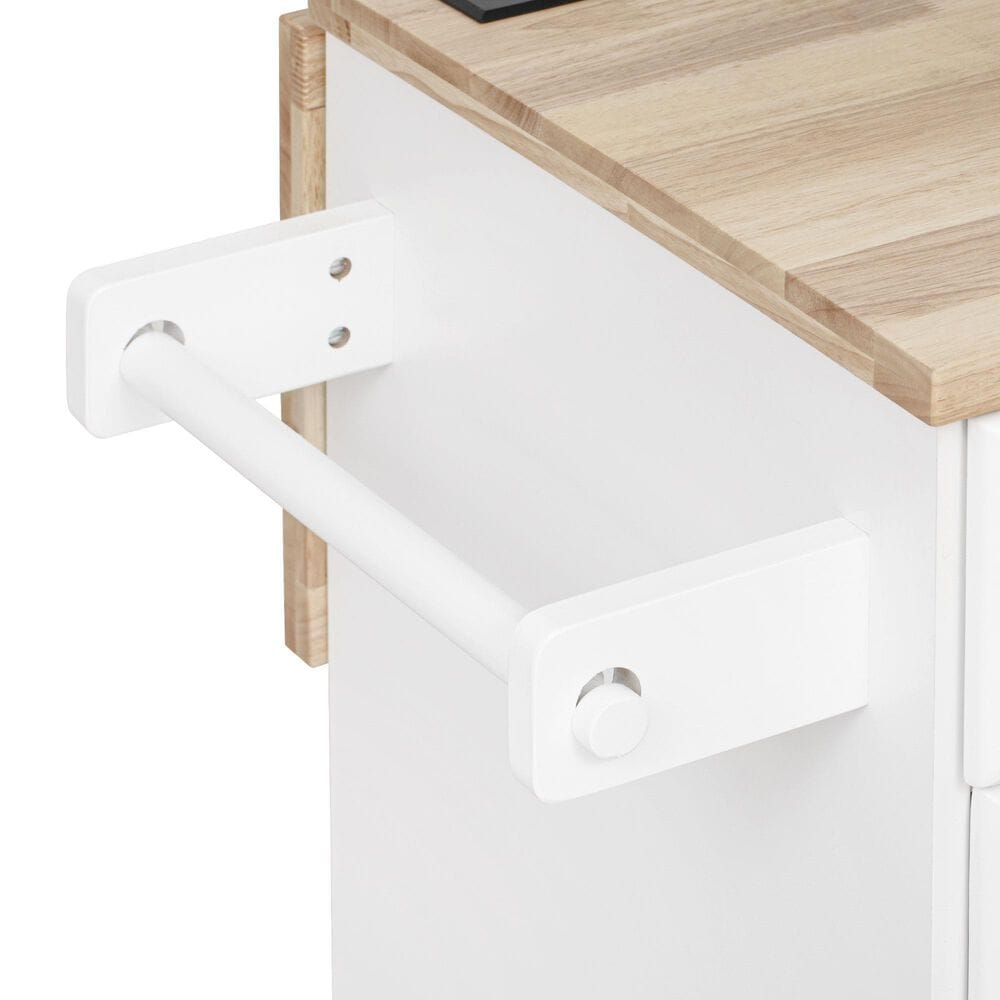 HOMLUX 59" Kitchen Island with 2 Pull Out Cabinet Organizers in White, , large