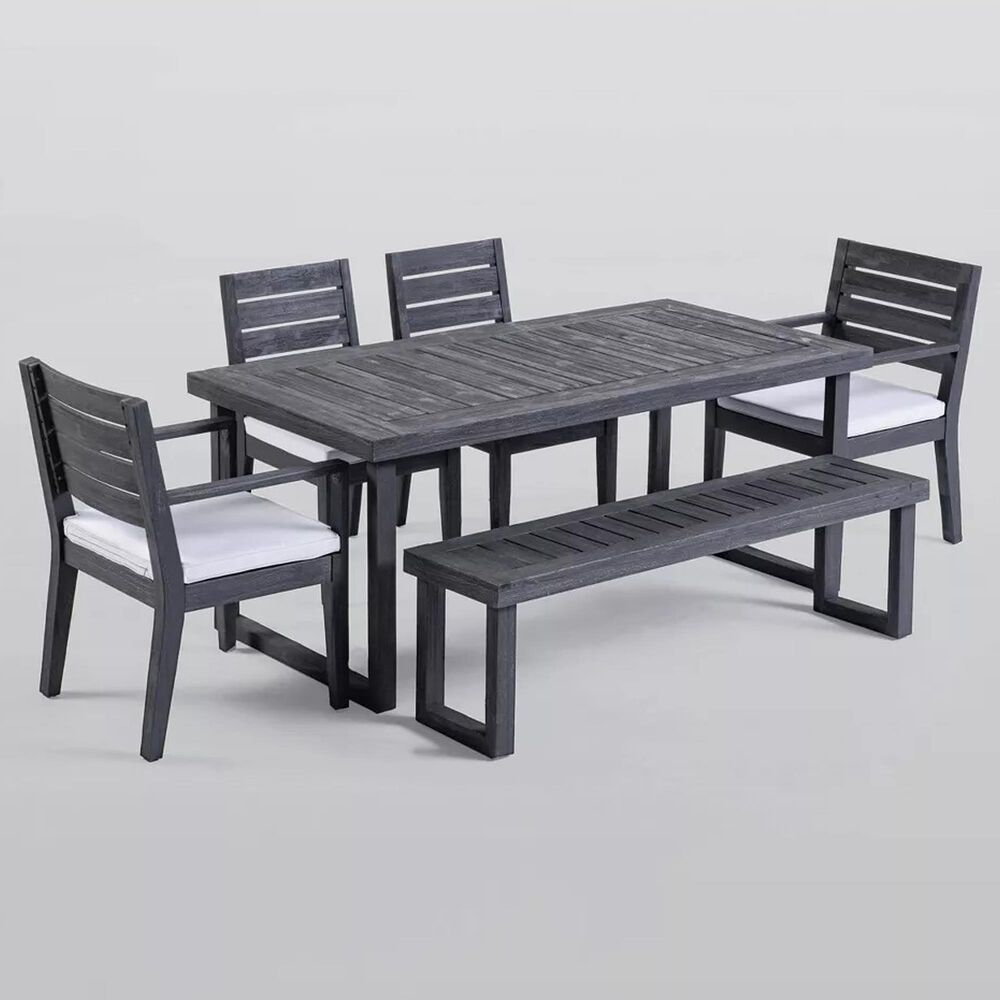 Hearth and Haven 6-Piece Outdoor Dining Set with Light Grey Cushions in Dark Grey, , large
