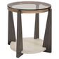 Ashley Frazwa Round End Table in Grayish Brown, Gold and Clear, , large